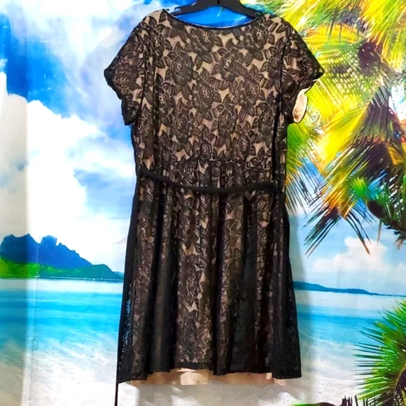 Love squared V neck Short sleeves stretch Lace Belted dress size 2X - Picture 4 of 4